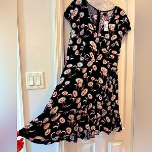 J Crew Mercantile Faux Wrap V Neck Midi Floral Sleeveless Dress